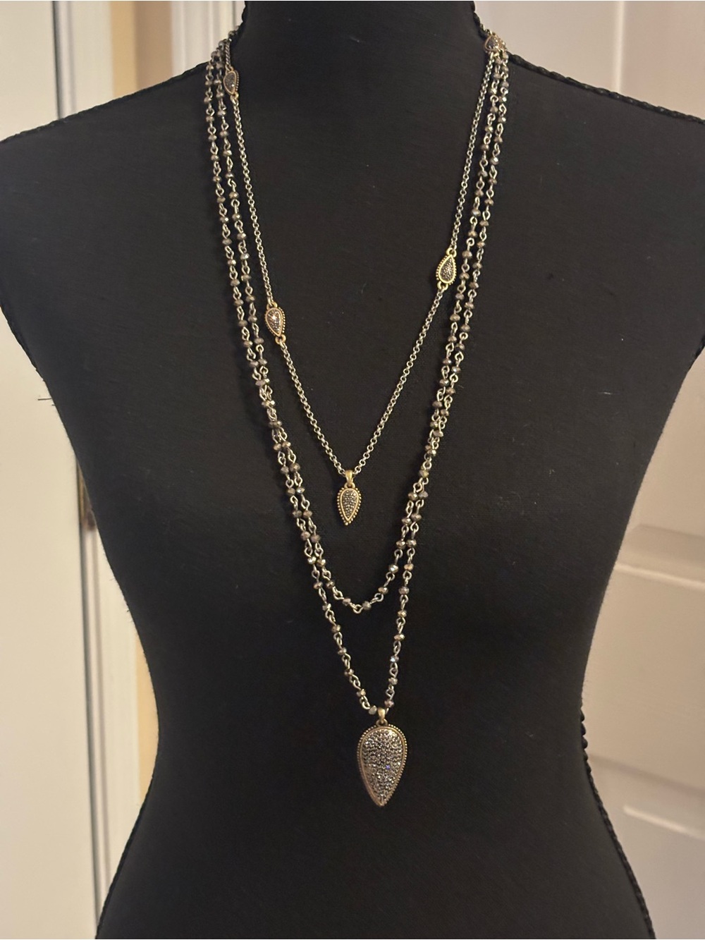 Lucky Brand Layered Teardrop Necklace in Gold and Silver